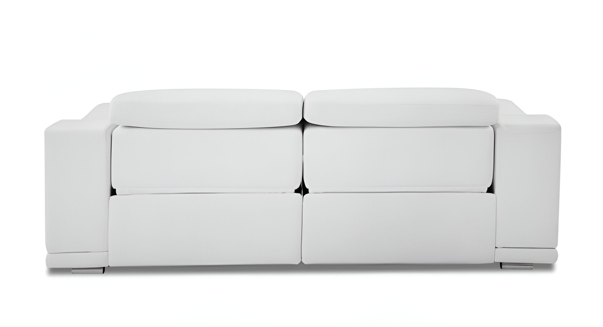 86" White Italian Leather USB Reclining Sofa With Silver Legs - Homeroots - Flyclothing LLC