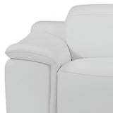 86" White Italian Leather USB Reclining Sofa With Silver Legs - Homeroots - Flyclothing LLC