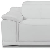 86" White Italian Leather USB Reclining Sofa With Silver Legs - Homeroots - Flyclothing LLC