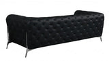 93" Black Italian Leather Chesterfield Sofa With Silver Legs - Homeroots - Flyclothing LLC