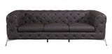 93" Brown Italian Leather Chesterfield Sofa With Silver Legs - Homeroots