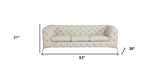 93" Beige Italian Leather Chesterfield Sofa With Silver Legs - Homeroots - Flyclothing LLC