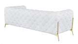 93" White Italian Leather Chesterfield Sofa With Silver Legs - Homeroots - Flyclothing LLC