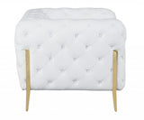 93" White Italian Leather Chesterfield Sofa With Silver Legs - Homeroots - Flyclothing LLC