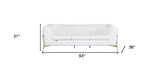 93" White Italian Leather Chesterfield Sofa With Silver Legs - Homeroots - Flyclothing LLC