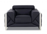 Three Piece Indoor Black Italian Leather Six Person Seating Set - Homeroots - Flyclothing LLC