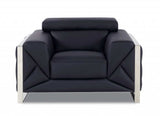 Three Piece Indoor Black Italian Leather Six Person Seating Set - Homeroots - Flyclothing LLC