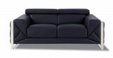 Three Piece Indoor Black Italian Leather Six Person Seating Set - Homeroots - Flyclothing LLC