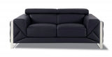 Two Piece Indoor Black Italian Leather Five Person Seating Set - Homeroots - Flyclothing LLC