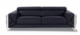 Two Piece Indoor Black Italian Leather Five Person Seating Set - Homeroots - Flyclothing LLC