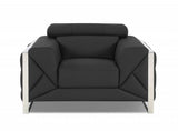 Three Piece Indoor Dark Gray Italian Leather Six Person Seating Set - Homeroots - Flyclothing LLC