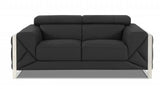 Two Piece Indoor Dark Gray Italian Leather Five Person Seating Set - Homeroots - Flyclothing LLC