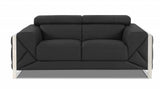 Two Piece Indoor Dark Gray Italian Leather Five Person Seating Set - Homeroots - Flyclothing LLC
