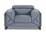 Three Piece Indoor Light Blue Italian Leather Six Person Seating Set - Homeroots - Flyclothing LLC