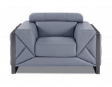 Three Piece Indoor Light Blue Italian Leather Six Person Seating Set - Homeroots - Flyclothing LLC