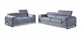 Two Piece Indoor Light Blue Italian Leather Five Person Seating Set - Homeroots - Flyclothing LLC