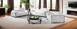 Three Piece Indoor White Italian Leather Six Person Seating Set - Homeroots - Flyclothing LLC
