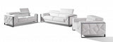 Three Piece Indoor White Italian Leather Six Person Seating Set - Homeroots - Flyclothing LLC