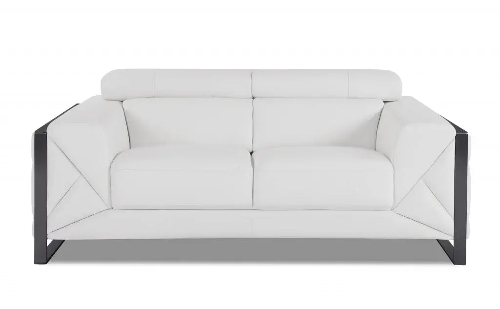 Two Piece Indoor White Italian Leather Five Person Seating Set - Homeroots - Flyclothing LLC
