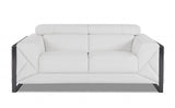 Two Piece Indoor White Italian Leather Five Person Seating Set - Homeroots - Flyclothing LLC