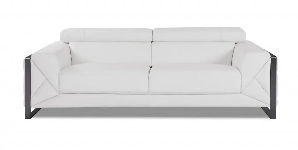 Two Piece Indoor White Italian Leather Five Person Seating Set - Homeroots - Flyclothing LLC