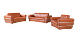 Three Piece Indoor Camel Italian Leather Six Person Seating Set - Homeroots - Flyclothing LLC