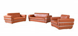 Three Piece Indoor Camel Italian Leather Six Person Seating Set - Homeroots - Flyclothing LLC