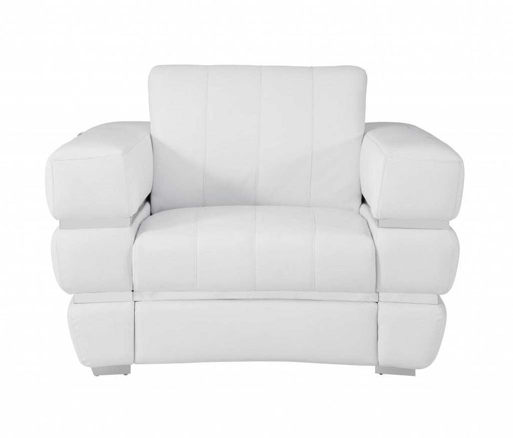 Three Piece Indoor White Italian Leather Six Person Seating Set - Homeroots - Flyclothing LLC