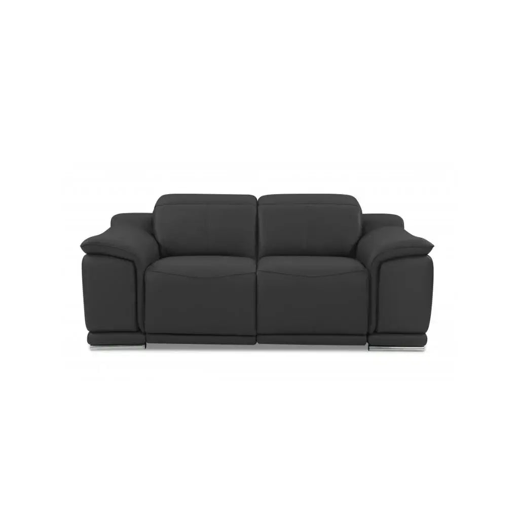 Three Piece Indoor Dark Gray Italian Leather Six Person Seating Set - Homeroots - Flyclothing LLC