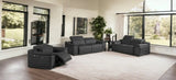 Three Piece Indoor Dark Gray Italian Leather Six Person Seating Set - Homeroots - Flyclothing LLC