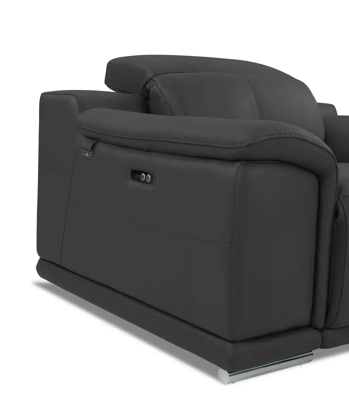 Two Piece Indoor Dark Gray Italian Leather Five Person Seating Set - Homeroots - Flyclothing LLC