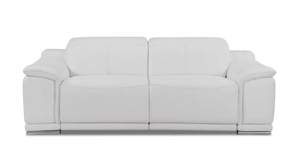 Two Piece Indoor White Italian Leather Five Person Seating Set - Homeroots - Flyclothing LLC