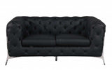 Two Piece Indoor Black Italian Leather Five Person Seating Set - Homeroots - Flyclothing LLC
