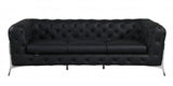 Two Piece Indoor Black Italian Leather Five Person Seating Set - Homeroots - Flyclothing LLC