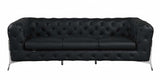 Two Piece Indoor Black Italian Leather Five Person Seating Set - Homeroots - Flyclothing LLC