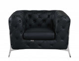 Three Piece Indoor Black Italian Leather Six Person Seating Set - Homeroots - Flyclothing LLC
