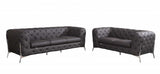 Two Piece Indoor Brown Italian Leather Five Person Seating Set - Homeroots - Flyclothing LLC