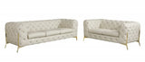 Two Piece Indoor Beige Italian Leather Five Person Seating Set - Homeroots - Flyclothing LLC