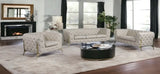 Three Piece Indoor Beige Italian Leather Six Person Seating Set - Homeroots - Flyclothing LLC
