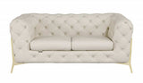 Three Piece Indoor Beige Italian Leather Six Person Seating Set - Homeroots - Flyclothing LLC