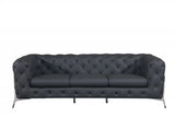 Two Piece Indoor Dark Gray Italian Leather Five Person Seating Set - Homeroots - Flyclothing LLC