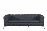 Two Piece Indoor Dark Gray Italian Leather Five Person Seating Set - Homeroots - Flyclothing LLC