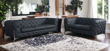 Two Piece Indoor Dark Gray Italian Leather Five Person Seating Set - Homeroots - Flyclothing LLC