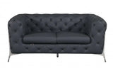Three Piece Indoor Dark Gray Italian Leather Six Person Seating Set - Homeroots - Flyclothing LLC