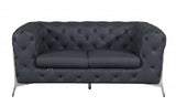 Three Piece Indoor Dark Gray Italian Leather Six Person Seating Set - Homeroots - Flyclothing LLC