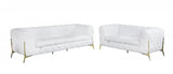 Two Piece Indoor White Italian Leather Five Person Seating Set - Homeroots - Flyclothing LLC