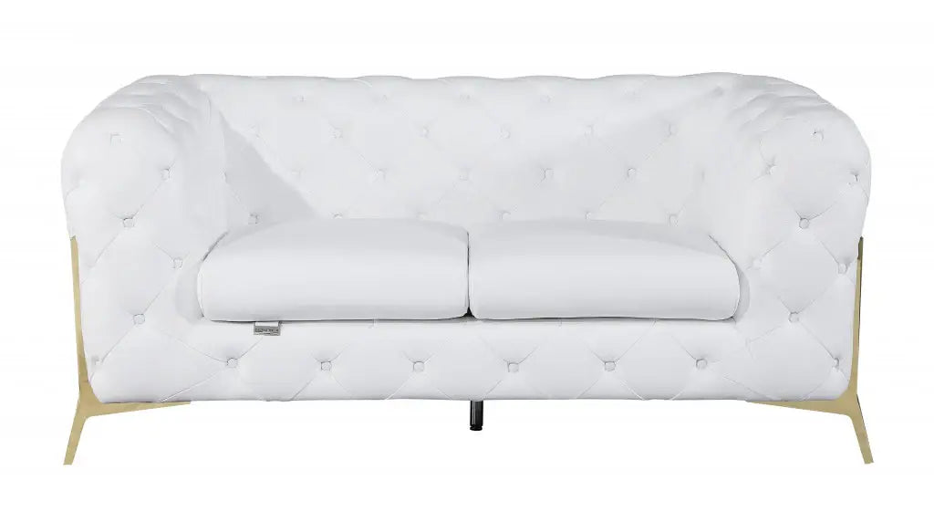 Two Piece Indoor White Italian Leather Five Person Seating Set - Homeroots - Flyclothing LLC