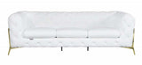 Two Piece Indoor White Italian Leather Five Person Seating Set - Homeroots - Flyclothing LLC