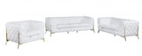 Three Piece Indoor White Italian Leather Six Person Seating Set - Homeroots - Flyclothing LLC