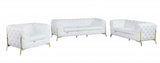 Three Piece Indoor White Italian Leather Six Person Seating Set - Homeroots - Flyclothing LLC